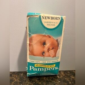 1980’s Vintage Pampers Diapers 6 Count W/custom Fit Tape new born